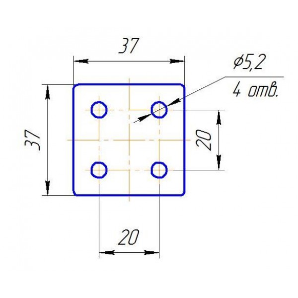 Квадрат соединительный 37х37 (пластина) для профиля серии "20"-CNC.0003